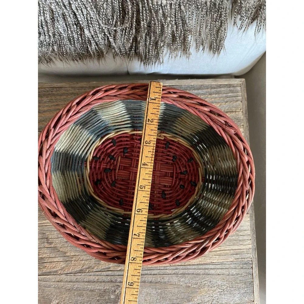 Handwoven Wicker Watermelon Fruit Basket Bowl Oval Country‎ Farmhouse Decor